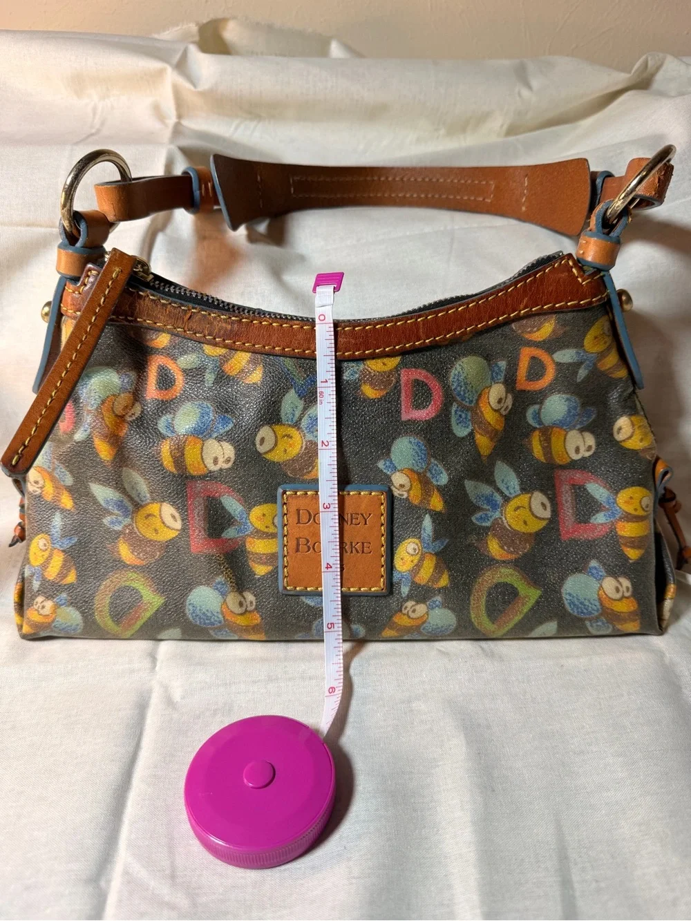 Rare Dooney & Bourke Bee Collection 1975 Small Hobo Shoulder Bag Rainbow Zipper